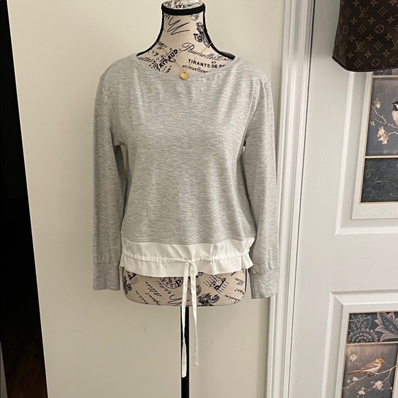 Club Monaco Tops - Club Monaco Light Gray Sweatshirt with White Drawstring Hem